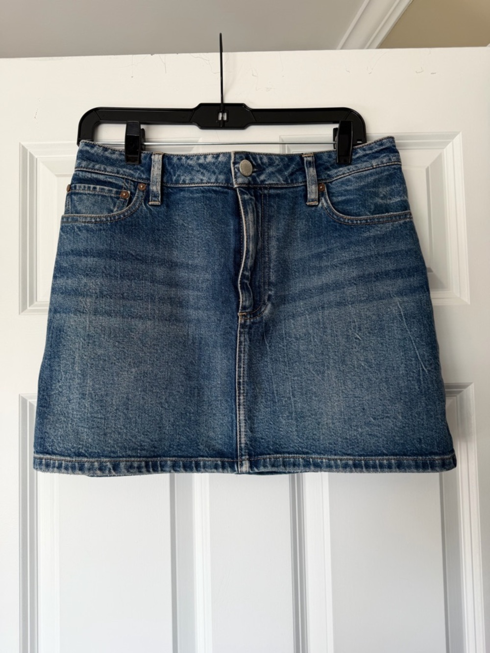 Alice + Olivia Medium Wash Denim Mini Skirt